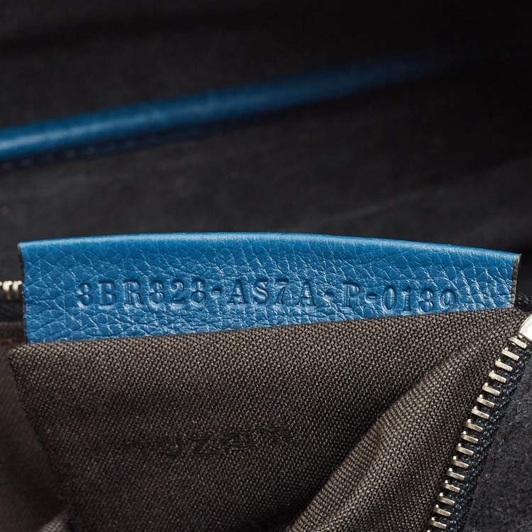Pre Owned Fendi Blue Leather Large Baguette Chain Shoulder Bag