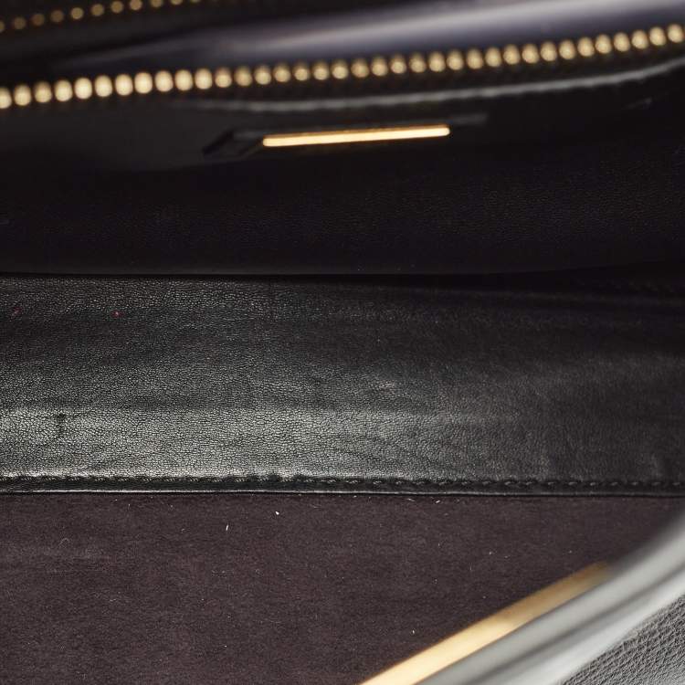 Pre Owned Fendi Black Leather Medium Peekaboo Top Handle Bag