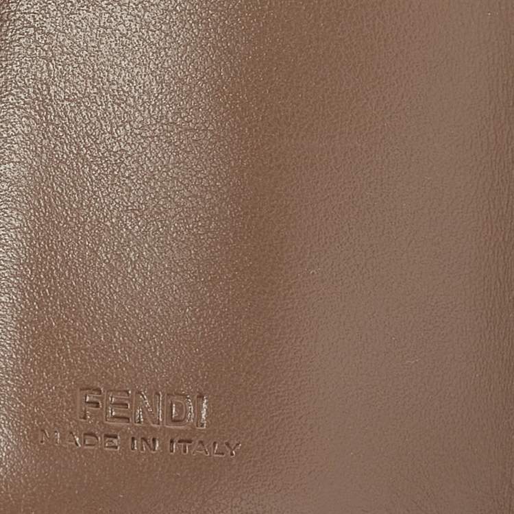 Pre Owned Fendi Tobacco/Black Zucca Leather Micro F Trifold Wallet