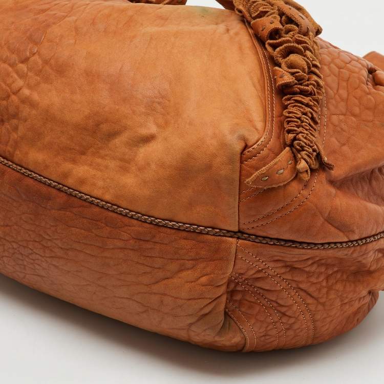 Pre Owned Fendi Brown Pebbled Leather Spy Bag