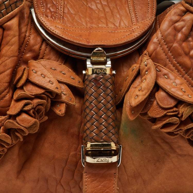 Pre Owned Fendi Brown Pebbled Leather Spy Bag