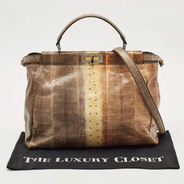 Pre Owned Fendi Multicolor Python Large Peekaboo Top Handle Bag