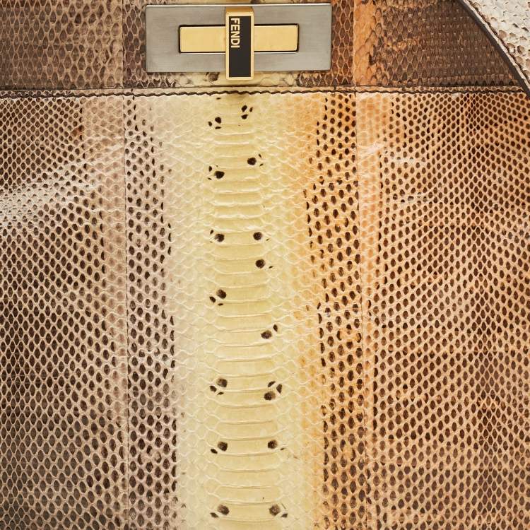 Pre Owned Fendi Multicolor Python Large Peekaboo Top Handle Bag