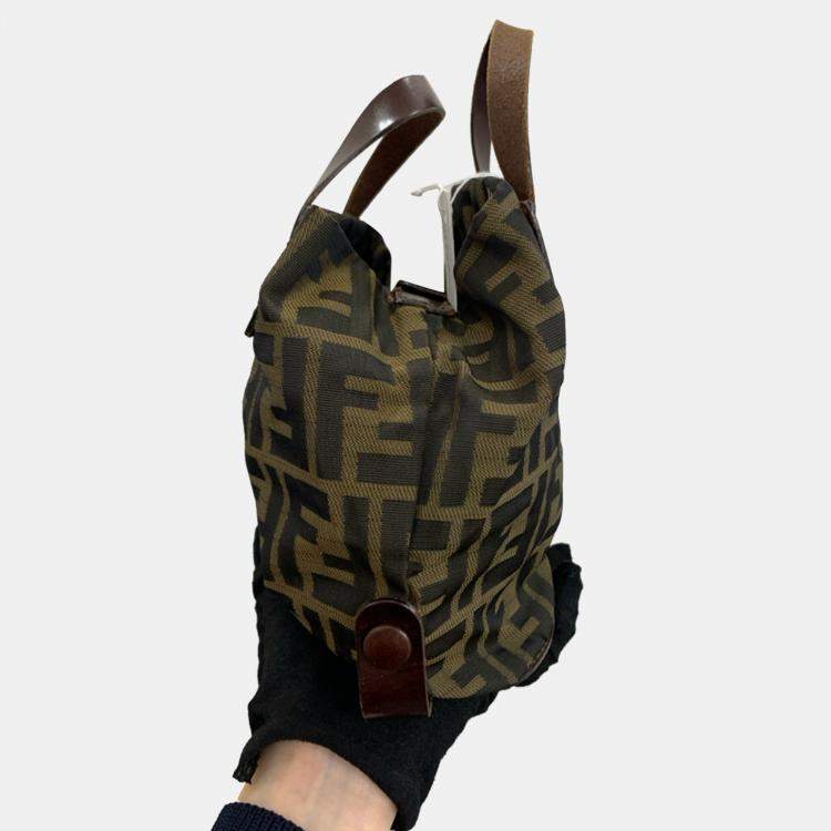 Pre Owned Fendi Canvas Vintage Zucca Handle Bucket bag