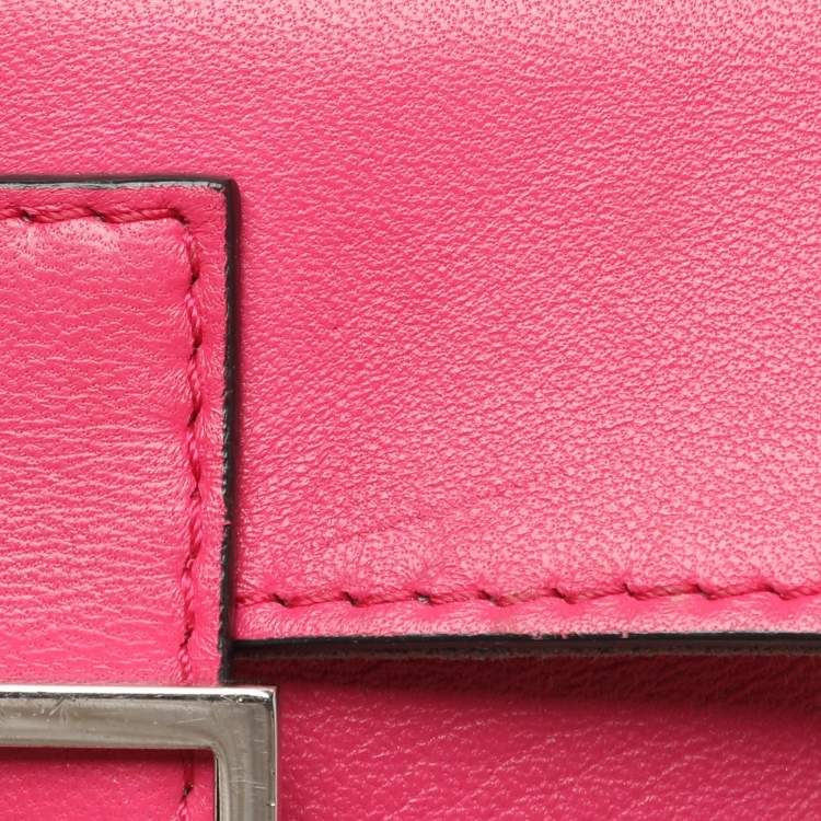Pre Owned Fendi Pink Leather Micro Baguette Bag