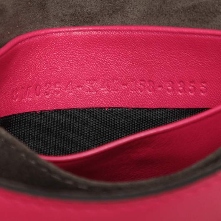 Pre Owned Fendi Pink Leather Micro Baguette Bag
