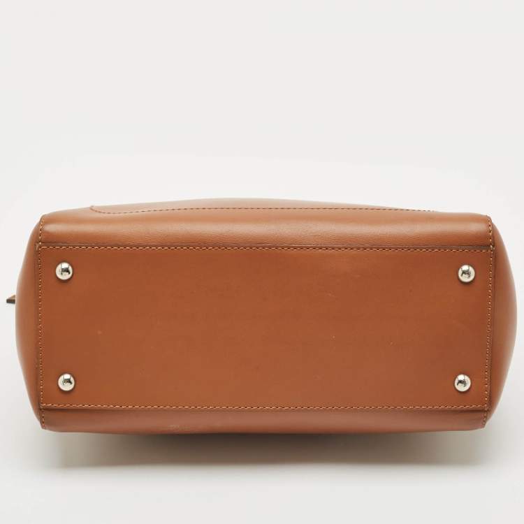 Pre Owned Fendi Brown Leather Dotcom Top Handle Bag