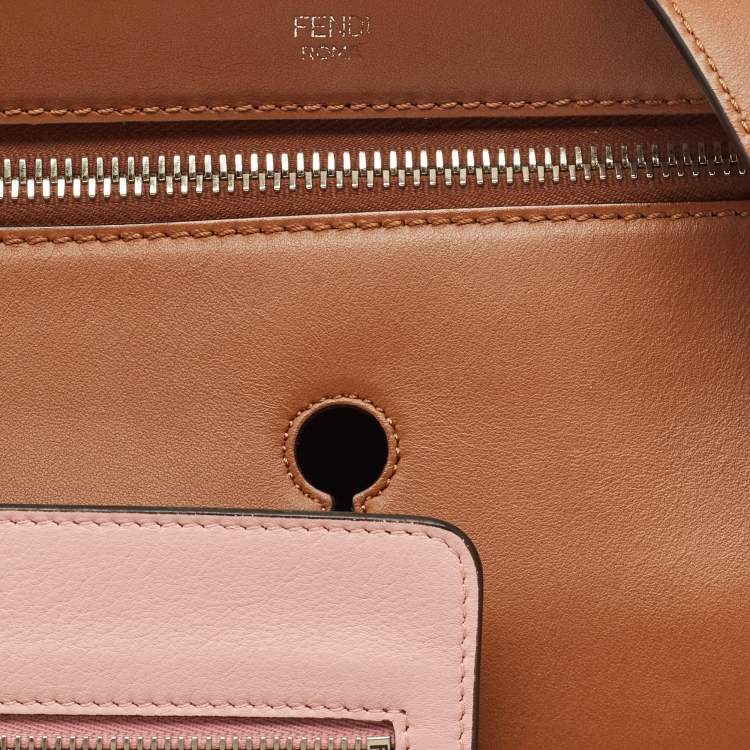 Pre Owned Fendi Brown Leather Dotcom Top Handle Bag