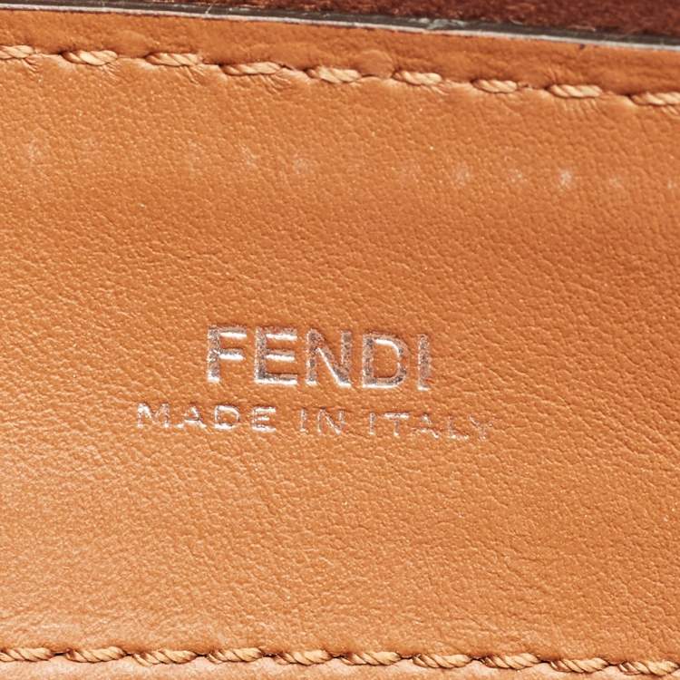 Pre Owned Fendi Brown Leather Dotcom Top Handle Bag
