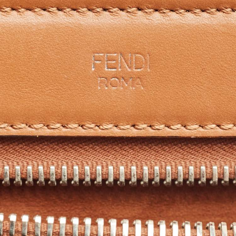 Pre Owned Fendi Brown Leather Dotcom Top Handle Bag