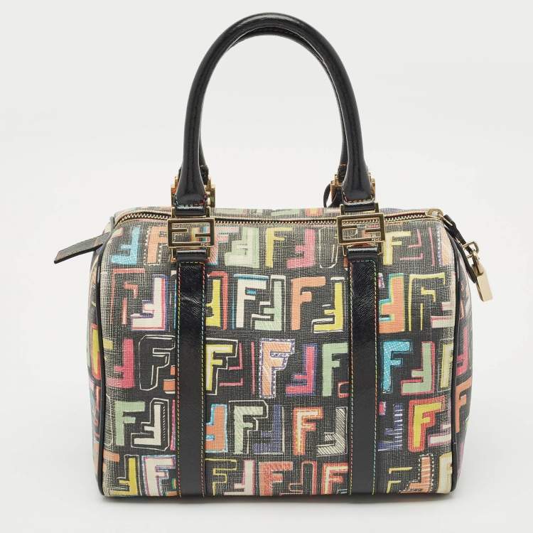 Pre Owned Fendi Multicolor Zucca Coated Canvas Small Forever Boston Bag