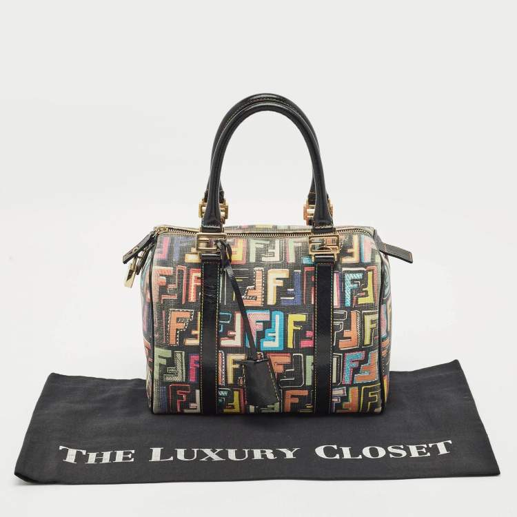 Pre Owned Fendi Multicolor Zucca Coated Canvas Small Forever Boston Bag