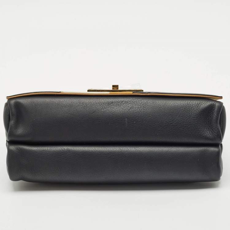 Pre Owned Fendi Black Leather Large Color Block Claudia Shoulder Bag