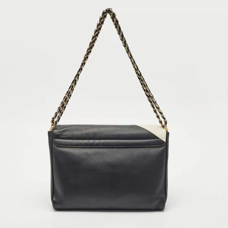 Pre Owned Fendi Black Leather Large Color Block Claudia Shoulder Bag