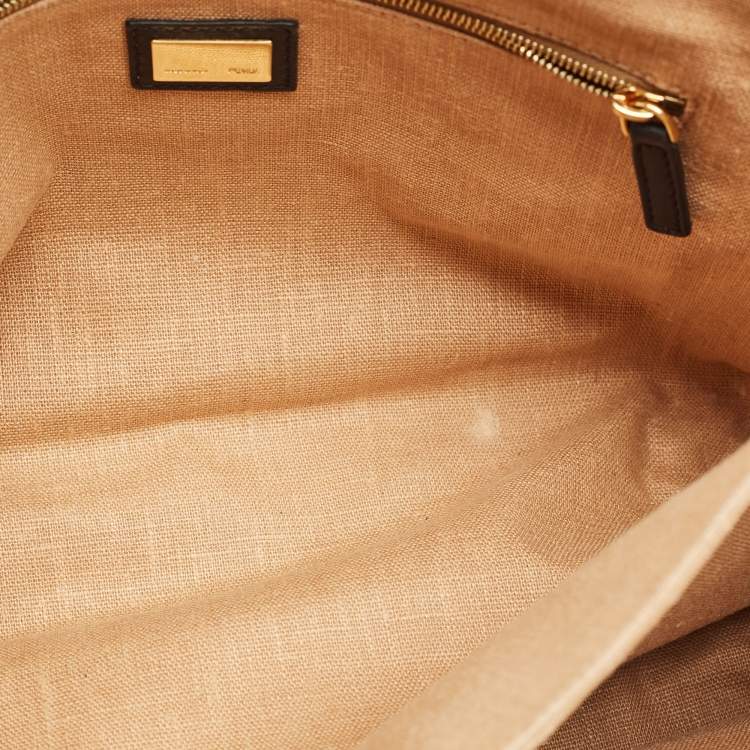 Pre Owned Fendi Black Leather Large Color Block Claudia Shoulder Bag