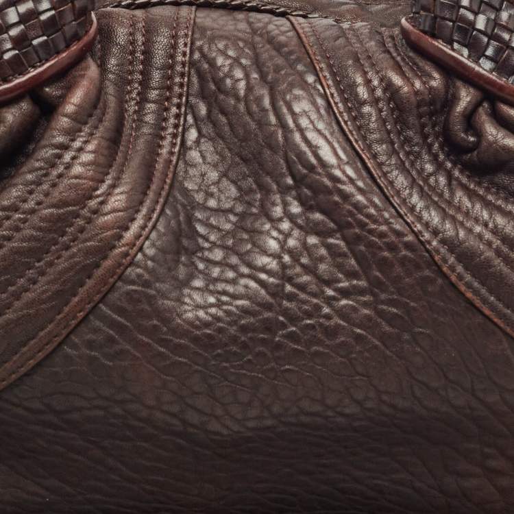 Pre Owned Fendi Dark Brown Pebbled Leather Baby Spy Bag