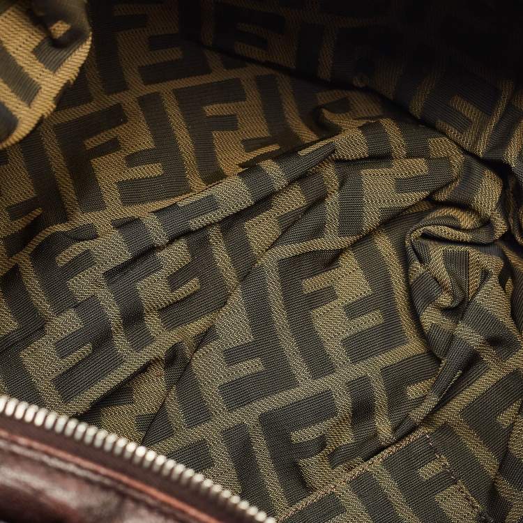 Pre Owned Fendi Dark Brown Pebbled Leather Baby Spy Bag