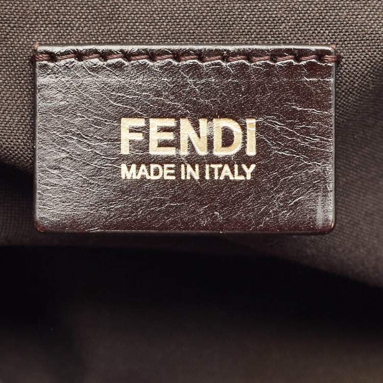 Pre Owned Fendi Tobacco Zucca Canvas and Patent Leather Mia Flap Shoulder Bag