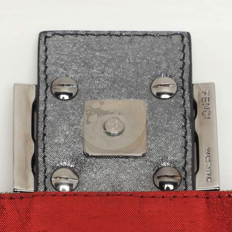 Pre Owned Fendi Olive Green/Silver Beads and Leather Mama Baguette Bag
