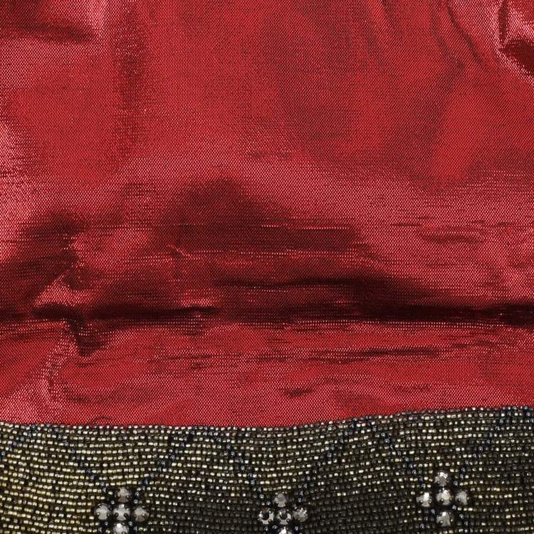 Pre Owned Fendi Olive Green/Silver Beads and Leather Mama Baguette Bag