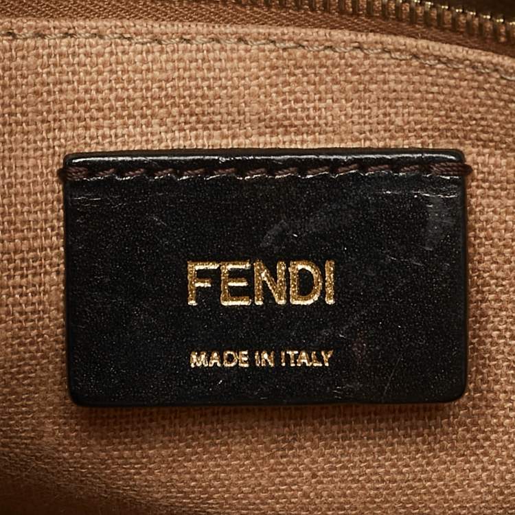 Pre Owned Fendi Tobacco Pequin Stripe Canvas Large Claudia Shoulder Bag
