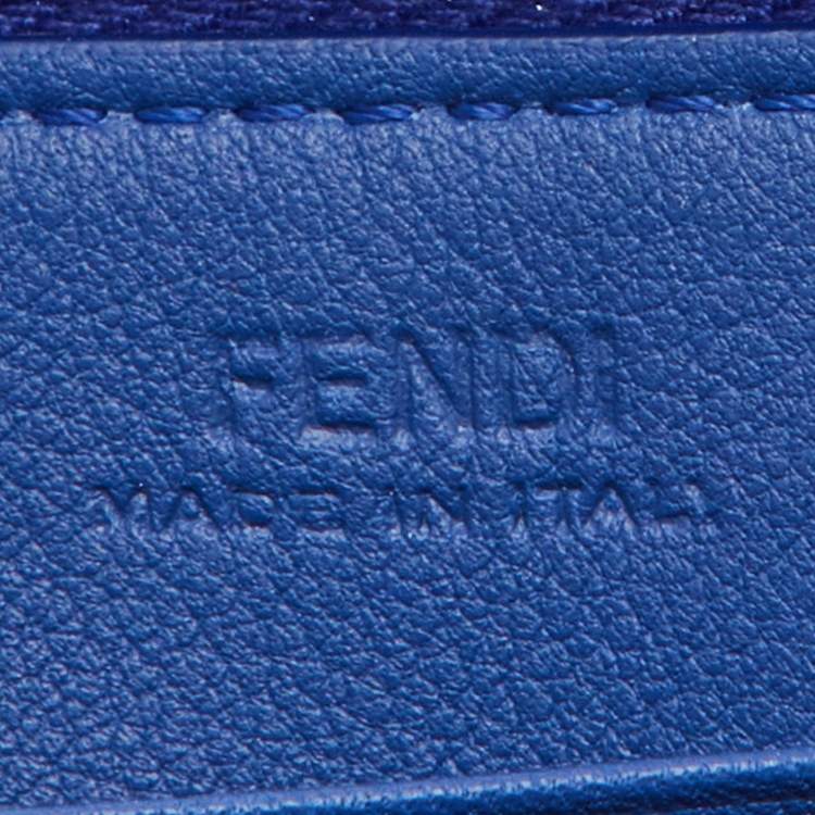 Pre Owned Fendi Navy Blue Snakeskin Karlito Zip Around Wallet