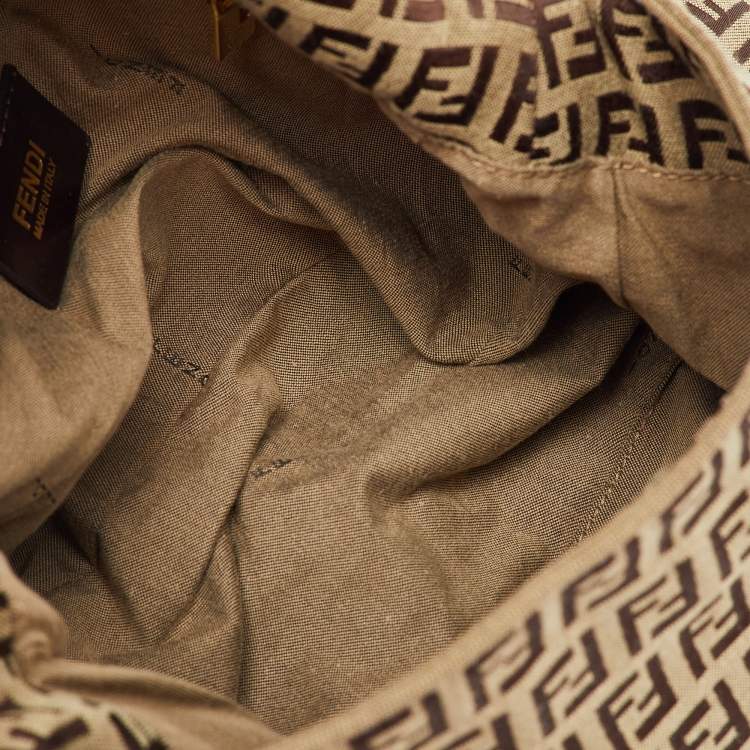 Pre Owned Fendi Brown/Blue Zucchino Canvas and Leather Mama Forever Shoulder Bag