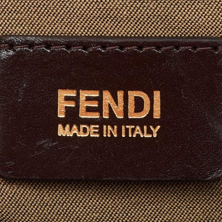 Pre Owned Fendi Brown/Blue Zucchino Canvas and Leather Mama Forever Shoulder Bag