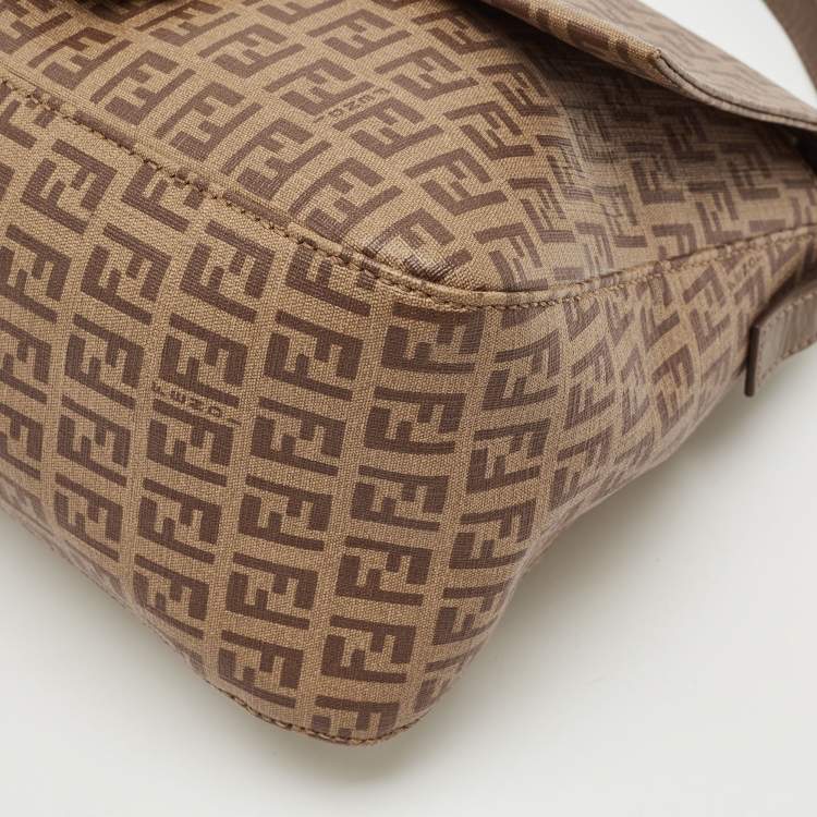 Pre Owned Fendi Brown Zucchino Coated Canvas Mama Forever Shoulder Bag