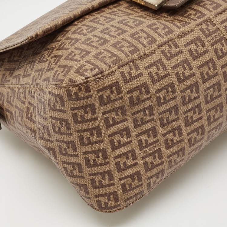 Pre Owned Fendi Brown Zucchino Coated Canvas Mama Forever Shoulder Bag