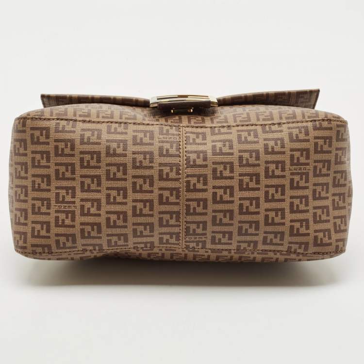 Pre Owned Fendi Brown Zucchino Coated Canvas Mama Forever Shoulder Bag