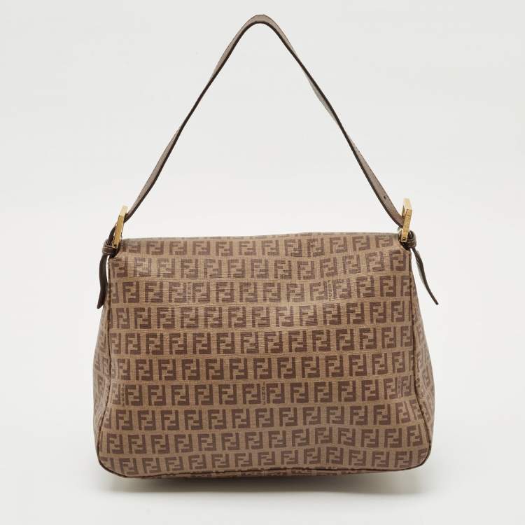 Pre Owned Fendi Brown Zucchino Coated Canvas Mama Forever Shoulder Bag
