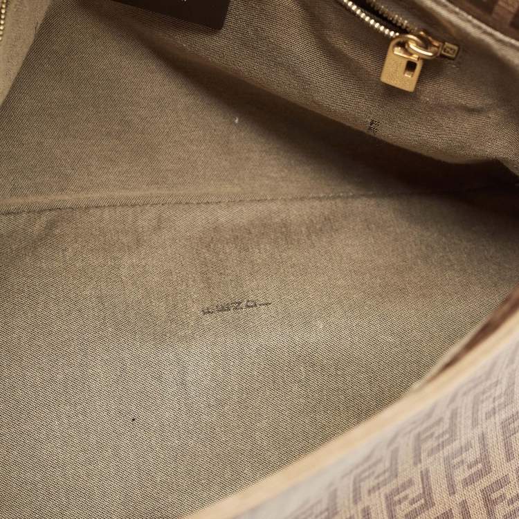 Pre Owned Fendi Brown Zucchino Coated Canvas Mama Forever Shoulder Bag