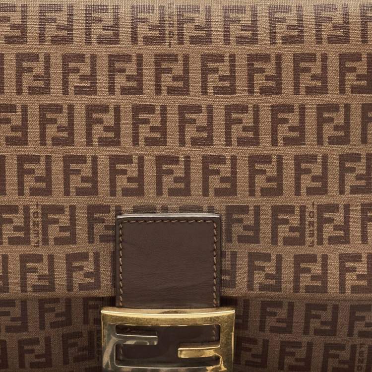 Pre Owned Fendi Brown Zucchino Coated Canvas Mama Forever Shoulder Bag