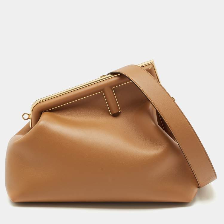 Pre Owned Fendi Brown Leather Medium First Shoulder Bag