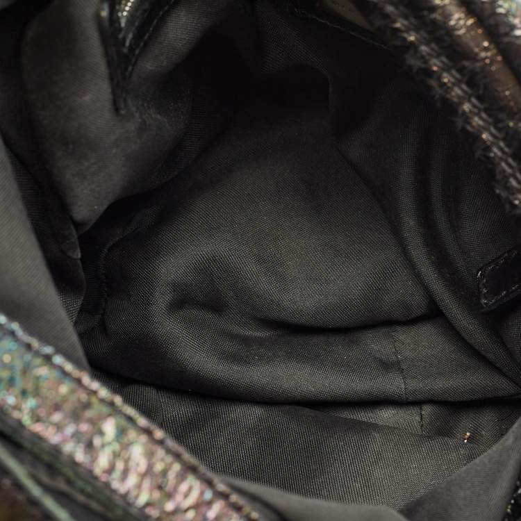 Pre Owned Fendi Black Iridescent Leather Biga Hobo