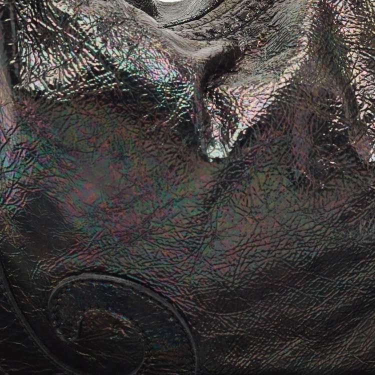 Pre Owned Fendi Black Iridescent Leather Biga Hobo