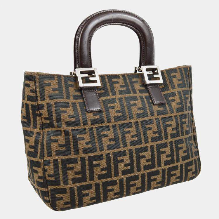 Pre Owned Fendi Brown Zucca Canvas Tote Bag