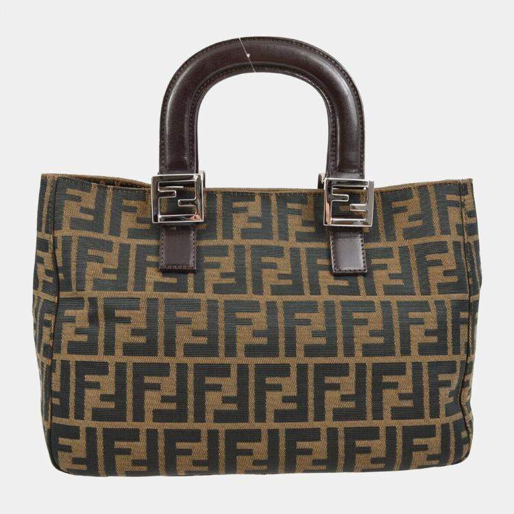 Pre Owned Fendi Brown Zucca Canvas Tote Bag
