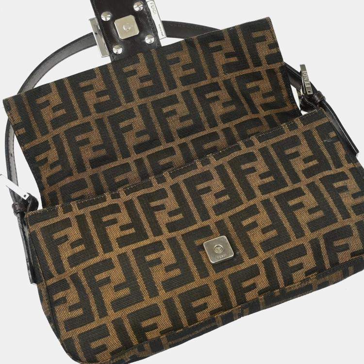 Pre Owned Fendi Brown Zucca Baguette Handbag