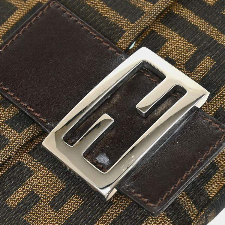 Pre Owned Fendi Brown Zucca Baguette Handbag