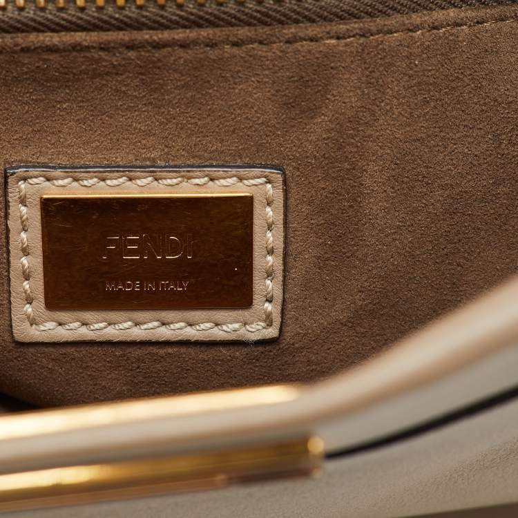 مملوكة مسبقًا Fendi Dark Beige Leather Medium Peekaboo Top Handle Bag