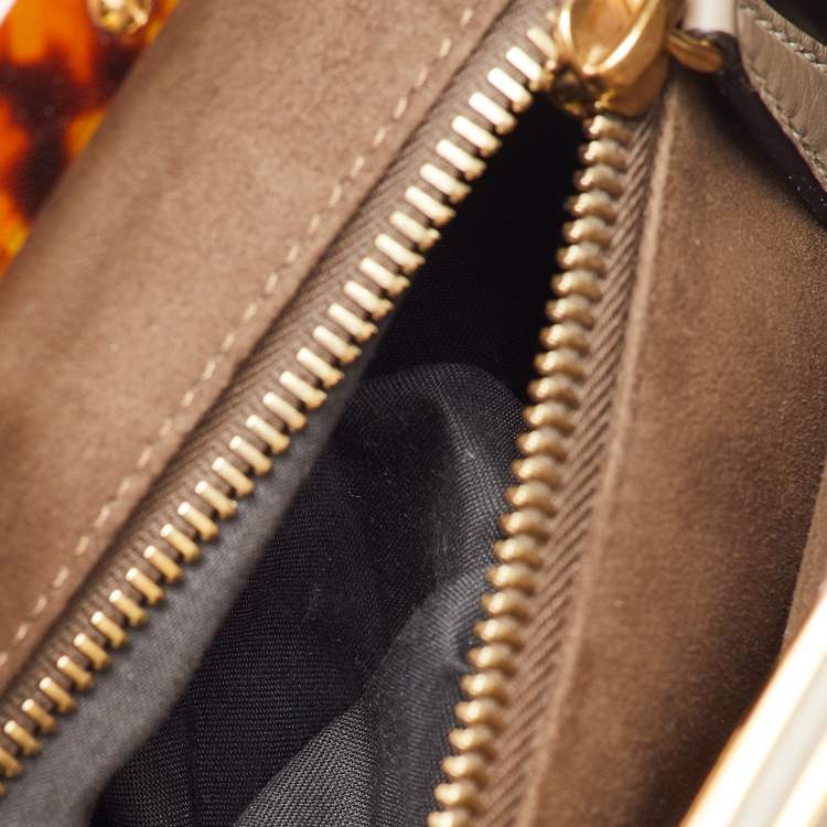 مملوكة مسبقًا Fendi Dark Beige Leather Medium Peekaboo Top Handle Bag