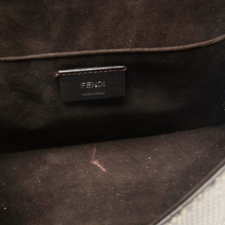 Pre Owned Fendi Beige Python Kan I F Logo Shoulder Bag