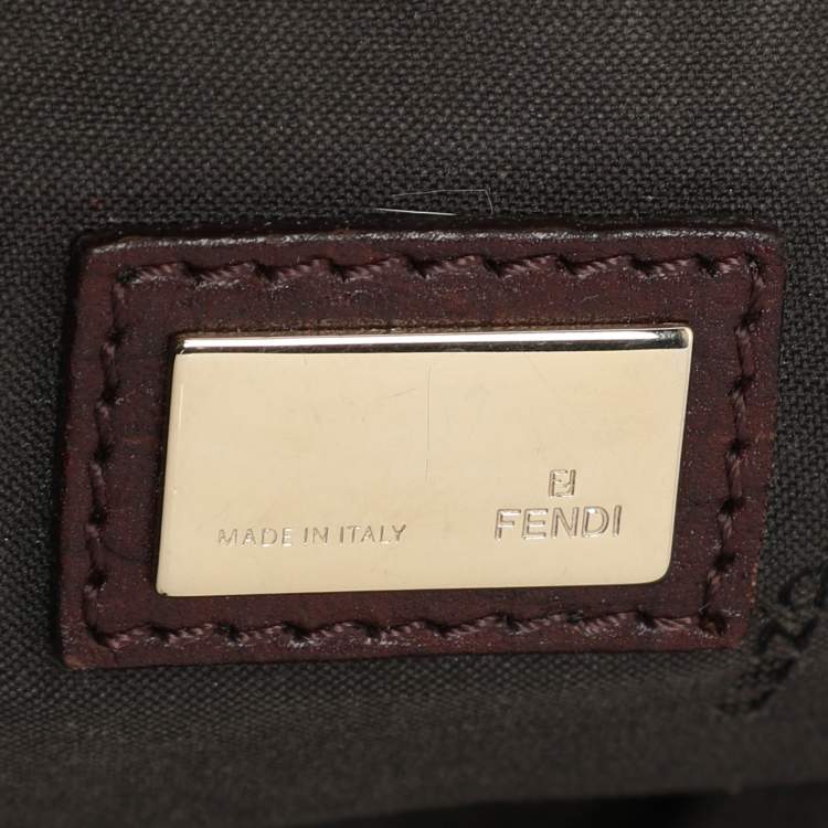 Pre Owned Fendi Beige/Brown Zucchino Canvas and Leather Accordion Tote
