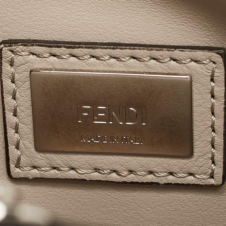 Pre Owned Fendi Light Beige Leather Stud Applique Petite 2Jours Elite Tote
