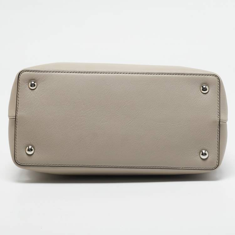 Pre Owned Fendi Light Beige Leather Stud Applique Petite 2Jours Elite Tote
