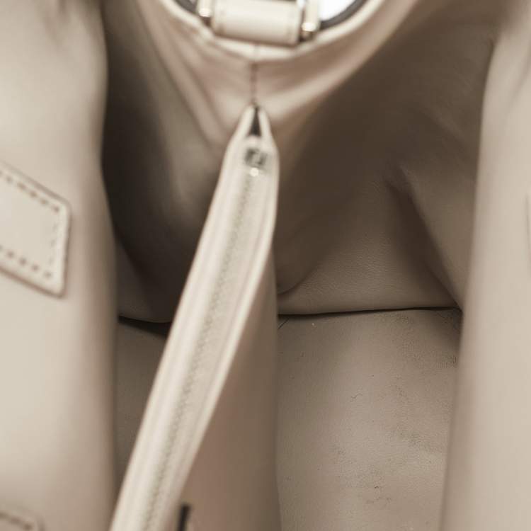 Pre Owned Fendi Light Beige Leather Stud Applique Petite 2Jours Elite Tote