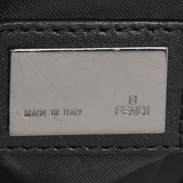 Pre Owned Fendi Brown/Black Zucchino Canvas and Leather Oyster Hobo