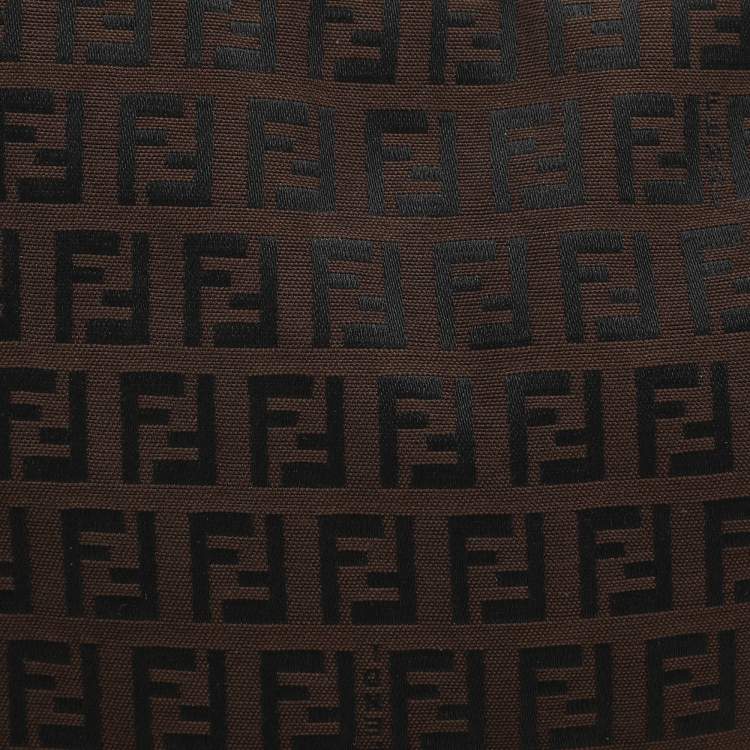 Pre Owned Fendi Brown/Black Zucchino Canvas and Leather Oyster Hobo